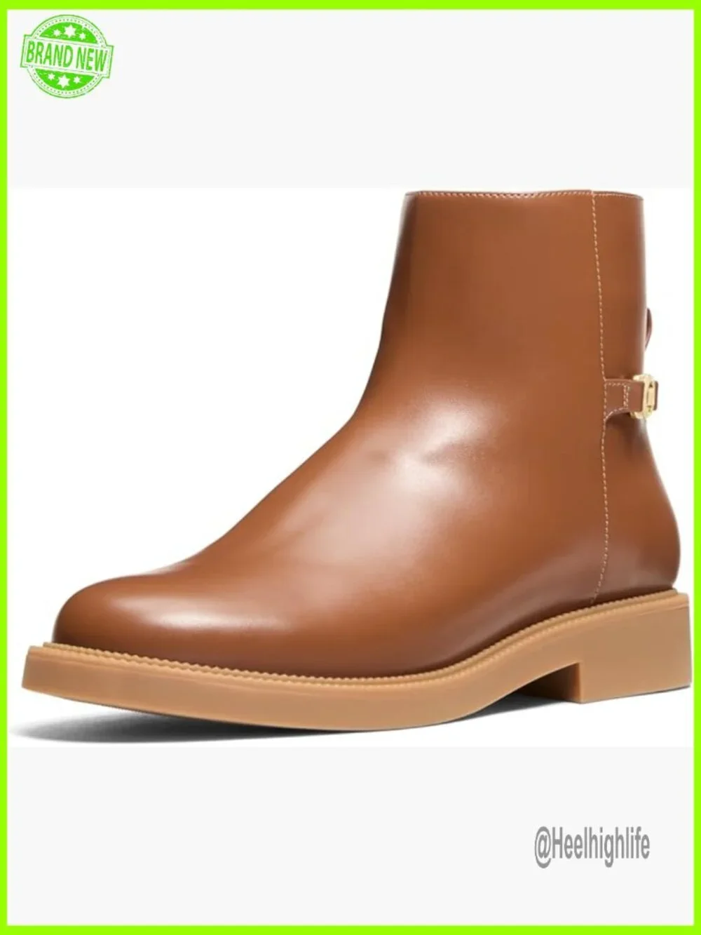 Ankle Booties with Low Heel, Zip Closure, Round Toe, Polyurethane Upper